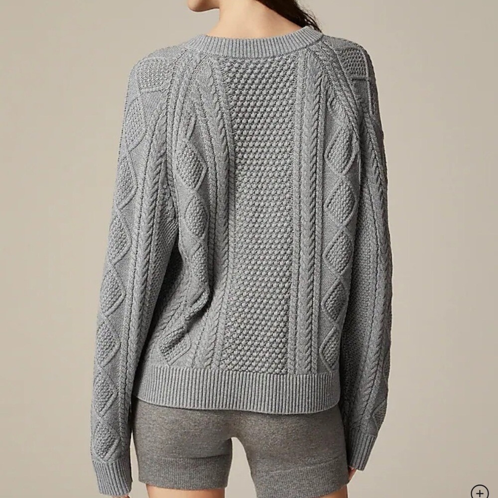 J Crew Cotton‎ cable-knit crewneck sweater Womens XXS Grey - Picture 7 of 8